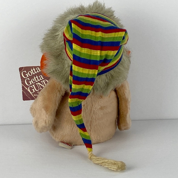 Vintage 1981 GUND Noah the Gnome / Troll 8 inch Plush with Striped Nightcap - Picture 5 of 10